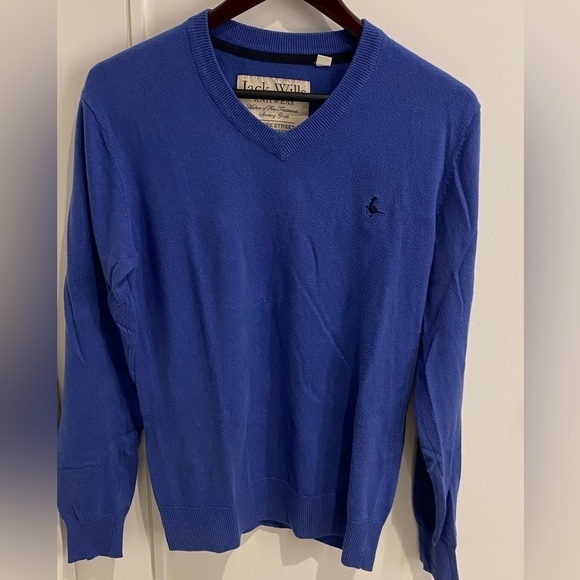 Jack Wills Aldeburgh V Neck Blue Cashmere Sweater Men's Size small - Picture 1 of 3